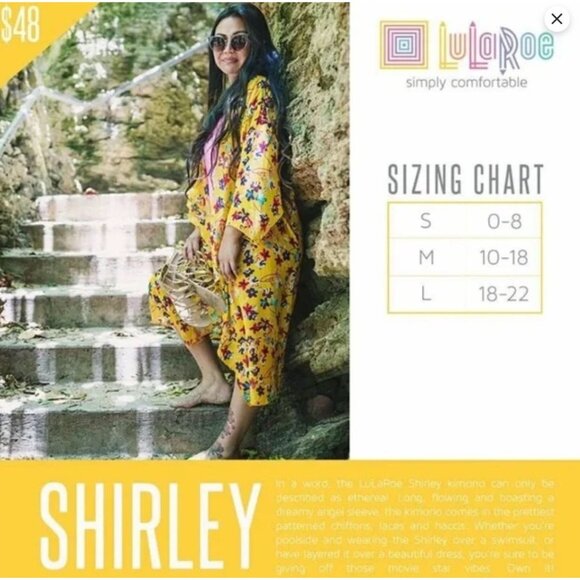 LuLaRoe Shirley Red Chevron Longline Kimono Cardigan - Picture 2 of 2